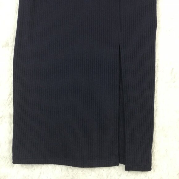 Vanity Room Womens‎ Midi Apron Navy Blue Ribbed Front Slit Pullover Sleeveless M - Picture 5 of 11